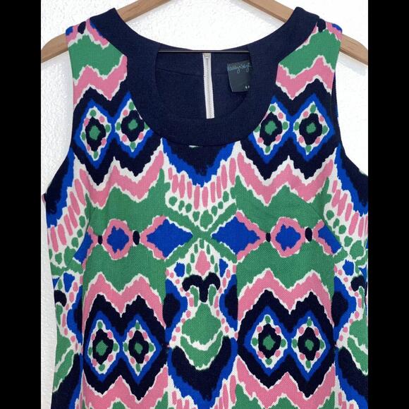 Gabby Skye Geometric Print Sheath Dress Size 12 Green Blue Pink - Picture 4 of 10